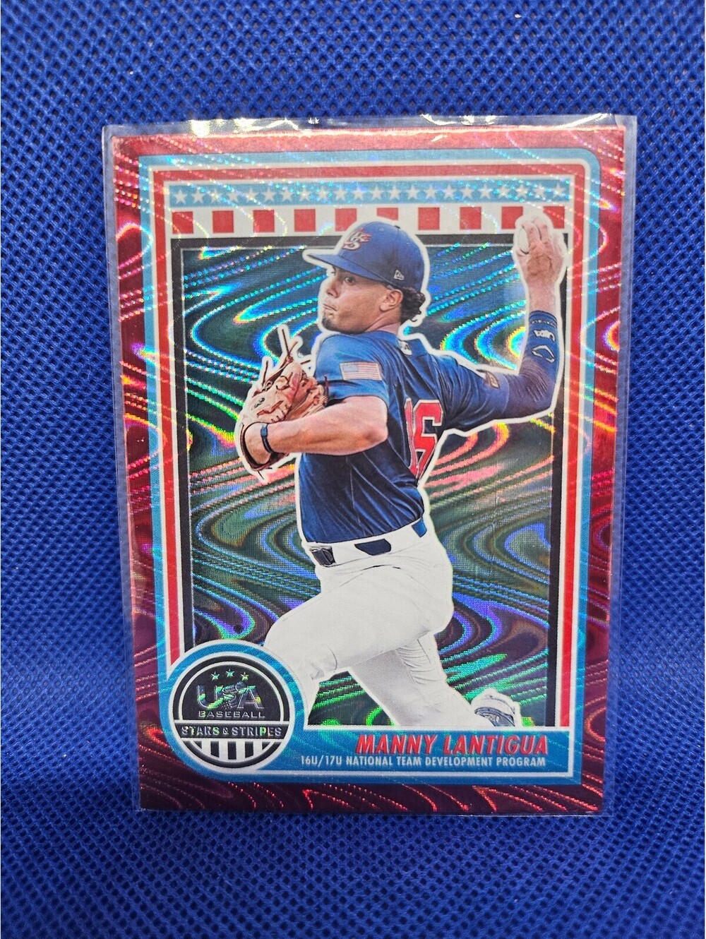 2025 Panini USA Stars & Stripes #108 Manny Lantigua Red Swirl /249